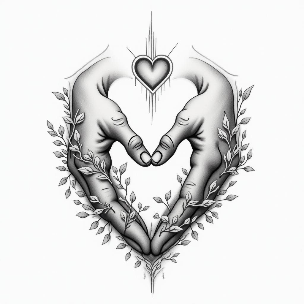 Expressing the love for my brothersin Modest style tattoo, featuring soft, delicate line work with simple and meaningful symbols, gentle waves, a heart, evoking a sense of serenity and grace, - Variation 3