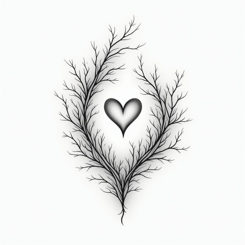 Melissa.in Modest style tattoo, featuring soft, delicate line work with simple and meaningful symbols, gentle waves, a heart, evoking a sense of serenity and grace, - Variation 4