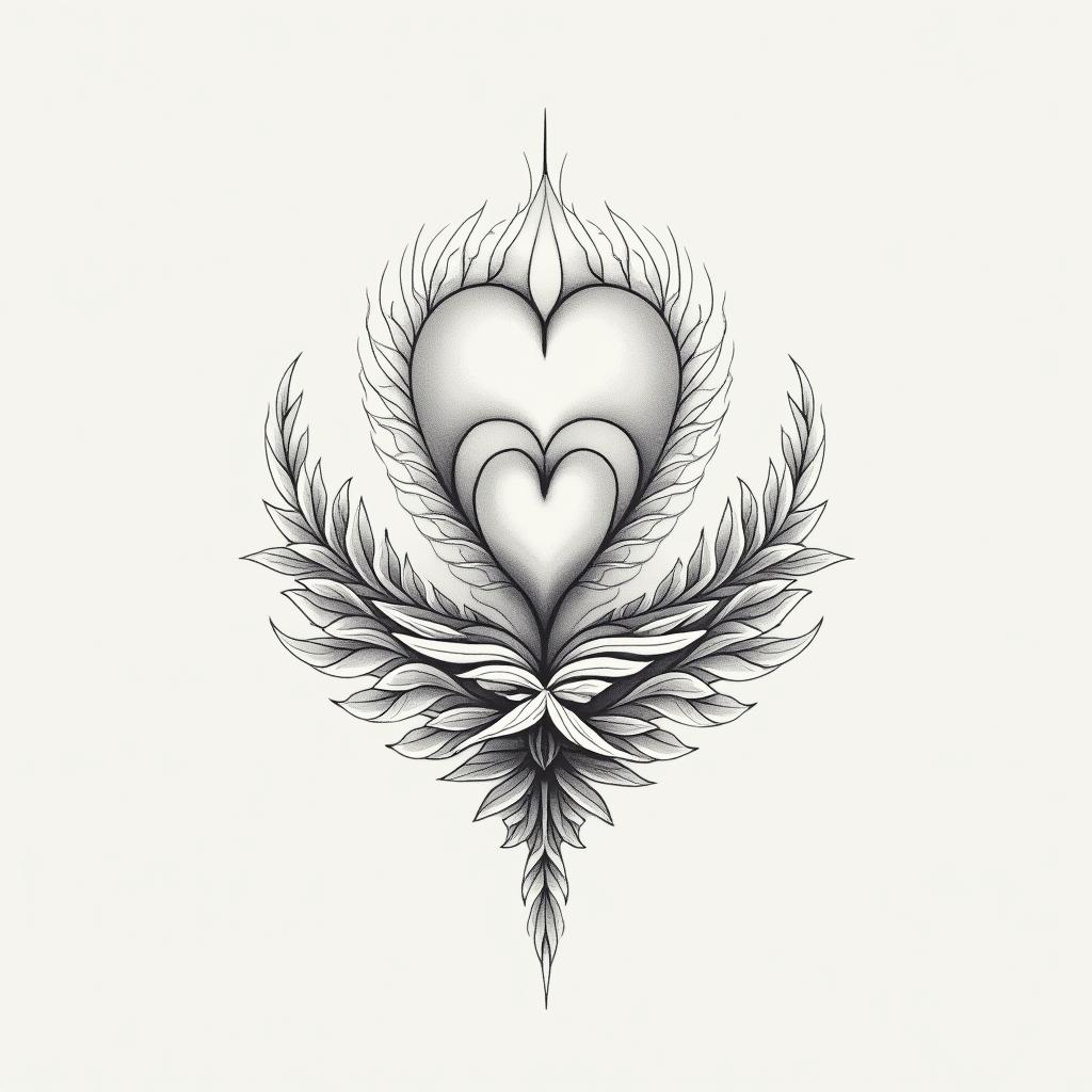 Melissa.in Modest style tattoo, featuring soft, delicate line work with simple and meaningful symbols, gentle waves, a heart, evoking a sense of serenity and grace, - Variation 2