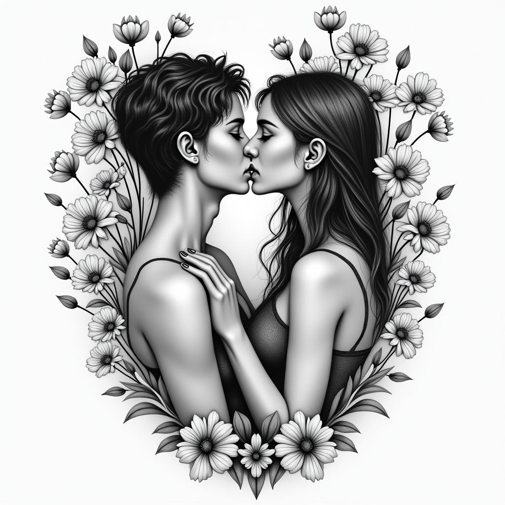 A girl lost in the world trying to find herself and holding on tight loosing herself to heroin use poppy flowers as she's falling in love with the man she wants to spend the rest of her life withhigly detailed tattoo - Variation 2