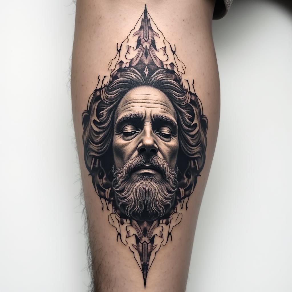 I am a man and the idea is a tattoo on the inside of the forearm, blending the symbol of electrical resistance with the pillars of stoicism: wisdom, justice, courage, and temperance.higly detailed tattoo - Variation 2