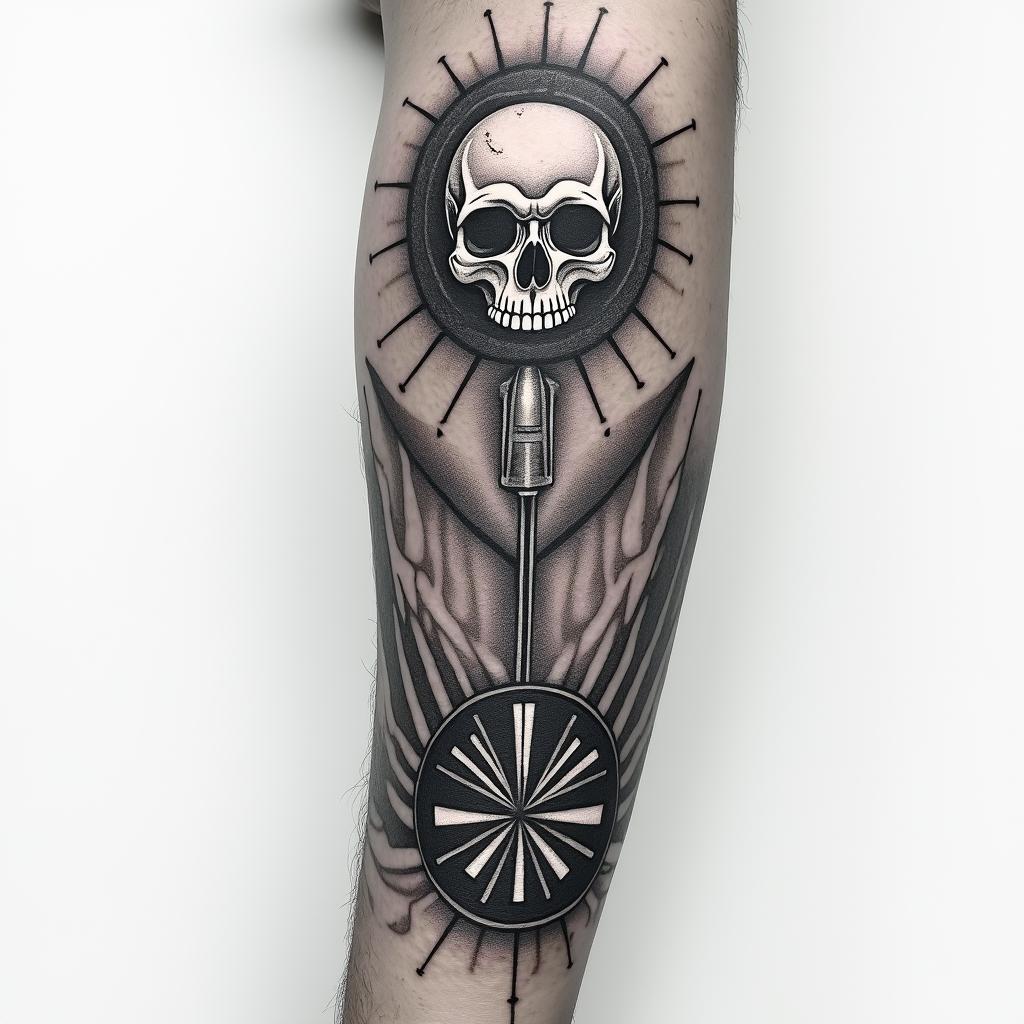 I am a man and the idea is a tattoo on the inside of the forearm, blending the symbol of electrical resistance with the pillars of stoicism: wisdom, justice, courage, and temperance.higly detailed tattoo - Variation 4