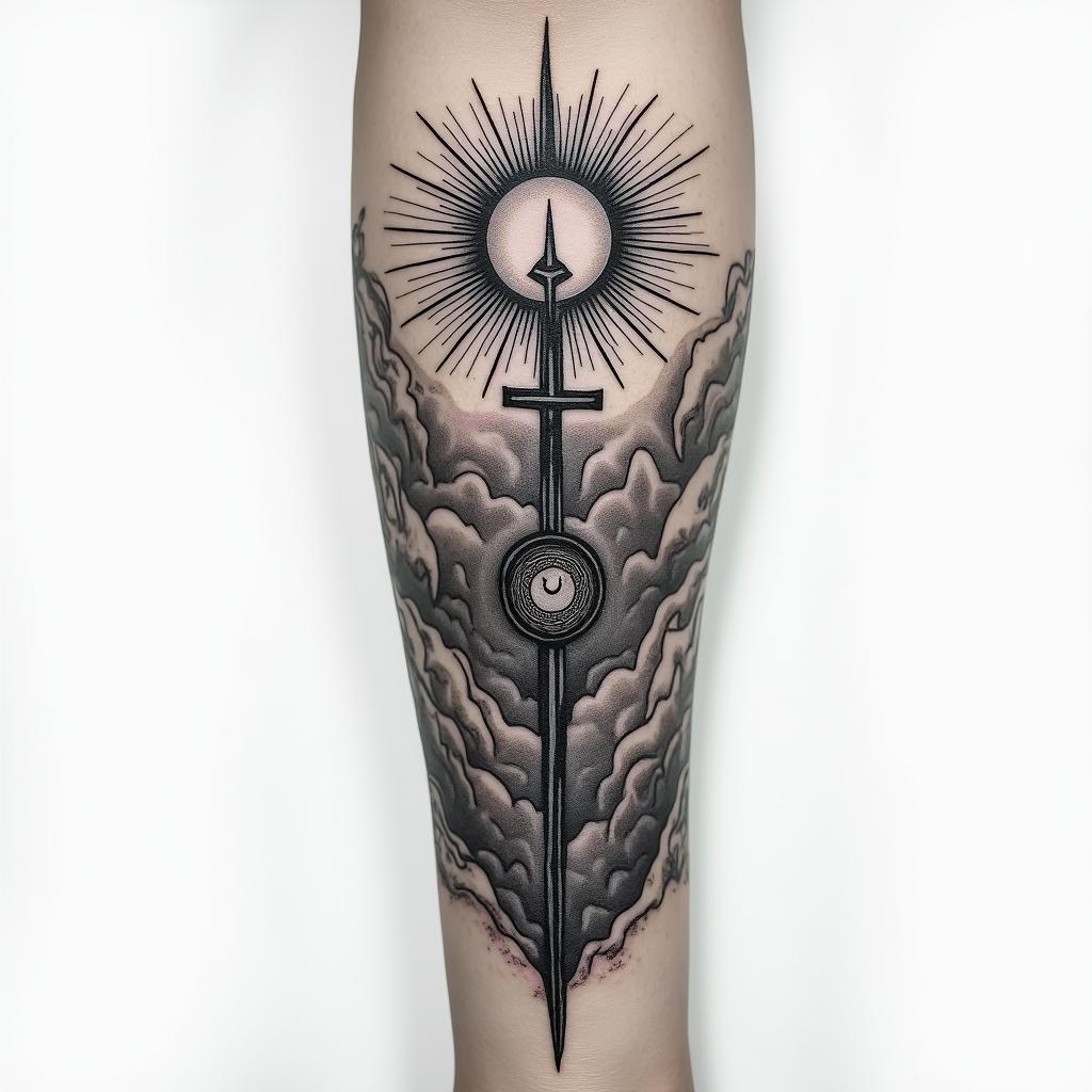 I am a man and the idea is a tattoo on the inside of the forearm, blending the symbol of electrical resistance with the pillars of stoicism: wisdom, justice, courage, and temperance.higly detailed tattoo - Variation 3