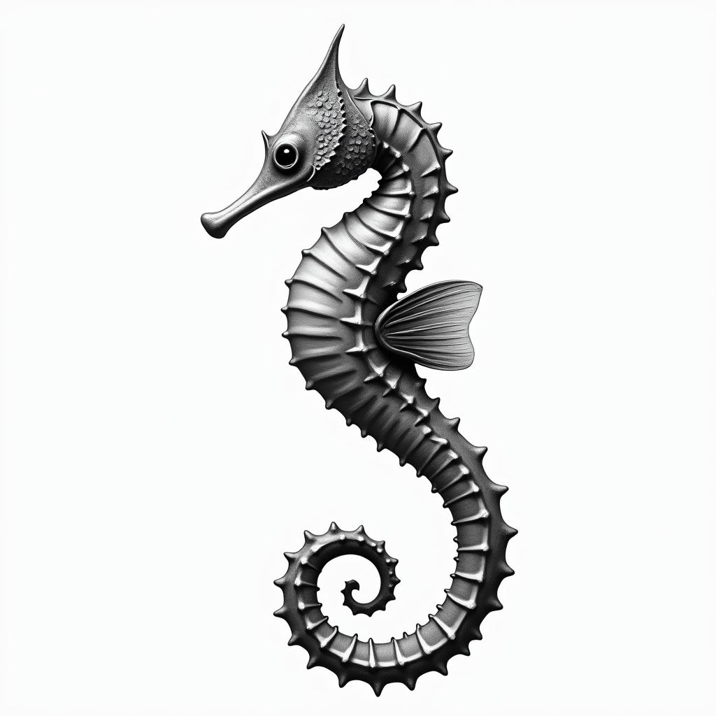 Delicate with a seahorsein realism tattoo style, featuring a highly detailed, lifelike, capturing every detail, photorealistic, ultra realistic, intricate shading, smooth and sharp,   - Variation 4