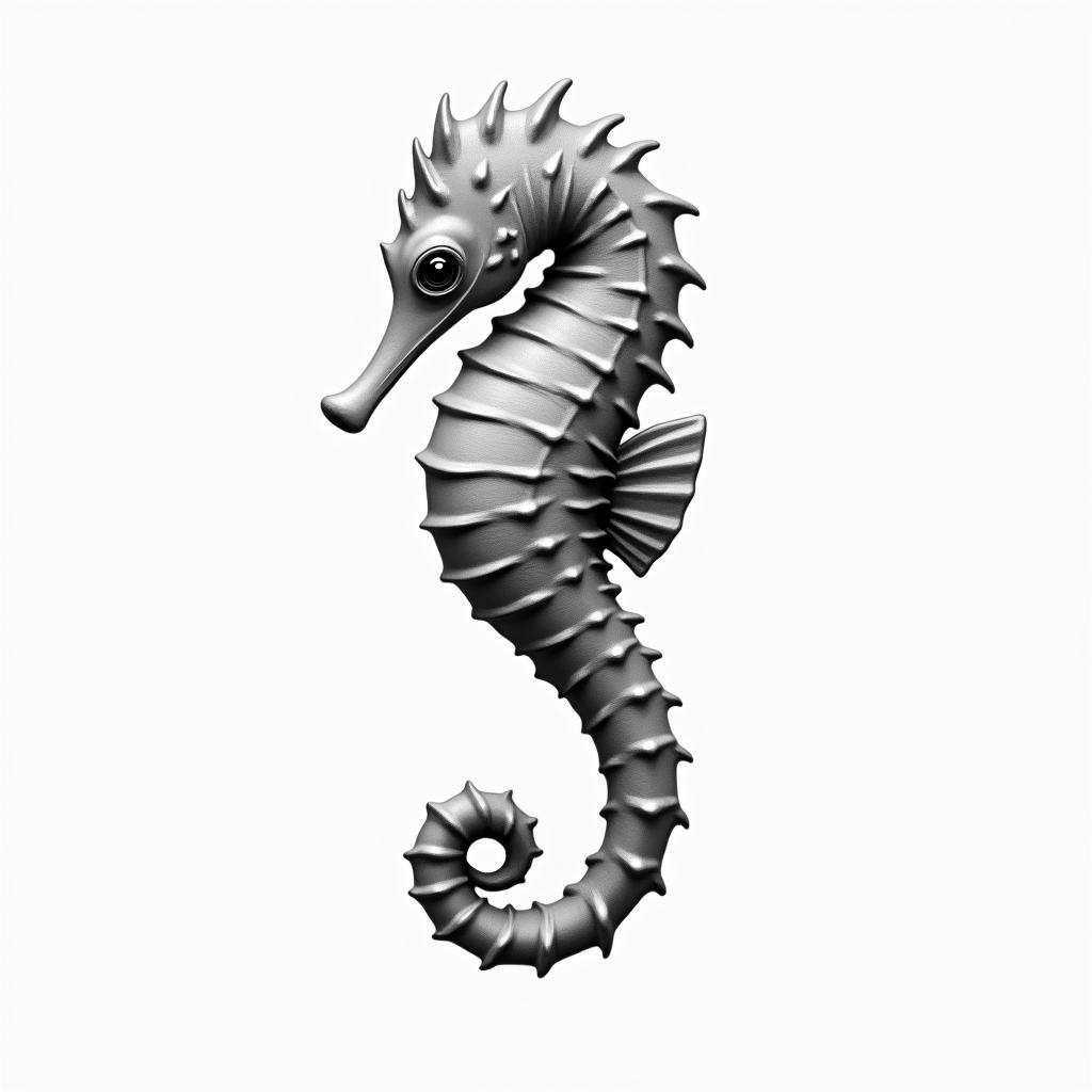 Delicate with a seahorsein realism tattoo style, featuring a highly detailed, lifelike, capturing every detail, photorealistic, ultra realistic, intricate shading, smooth and sharp,   - Variation 3
