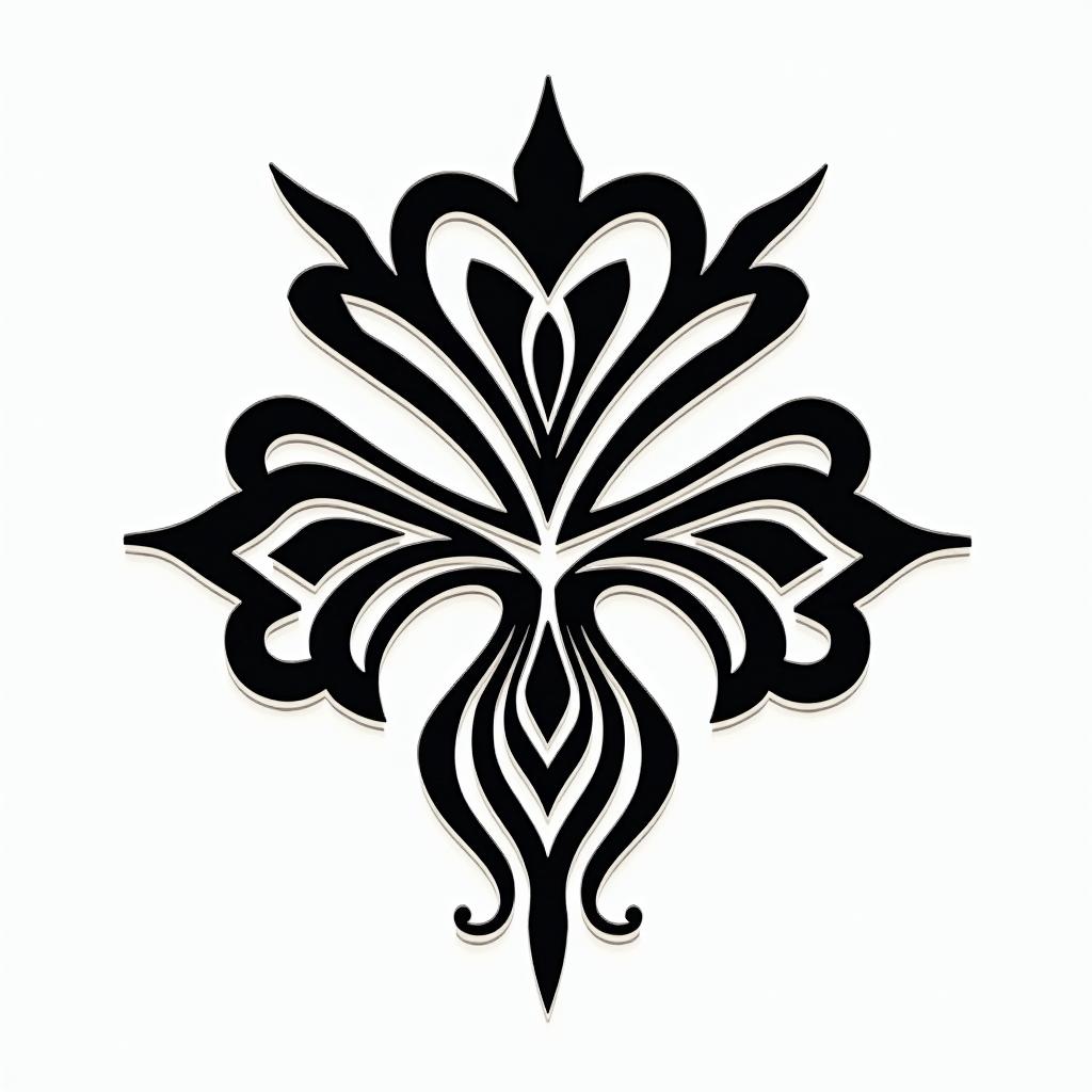 Tattoo of a 5 leaf cloverin tribal tattoo style, featuring bold and black geometric shapes, curved lines, intertwine and flow seamlessly, creating a powerful and symbolic design, polynesian and maori styles - Variation 3