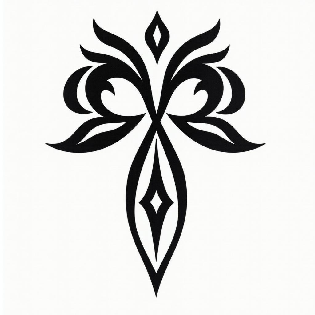 Tattoo of a 5 leaf cloverin tribal tattoo style, featuring bold and black geometric shapes, curved lines, intertwine and flow seamlessly, creating a powerful and symbolic design, polynesian and maori styles - Variation 4