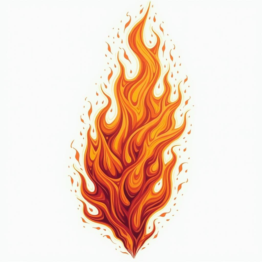 Firein flame tattoo style showcasing fiery elements with dynamic flame patterns, glowing effect of flames, natural colors - Variation 4