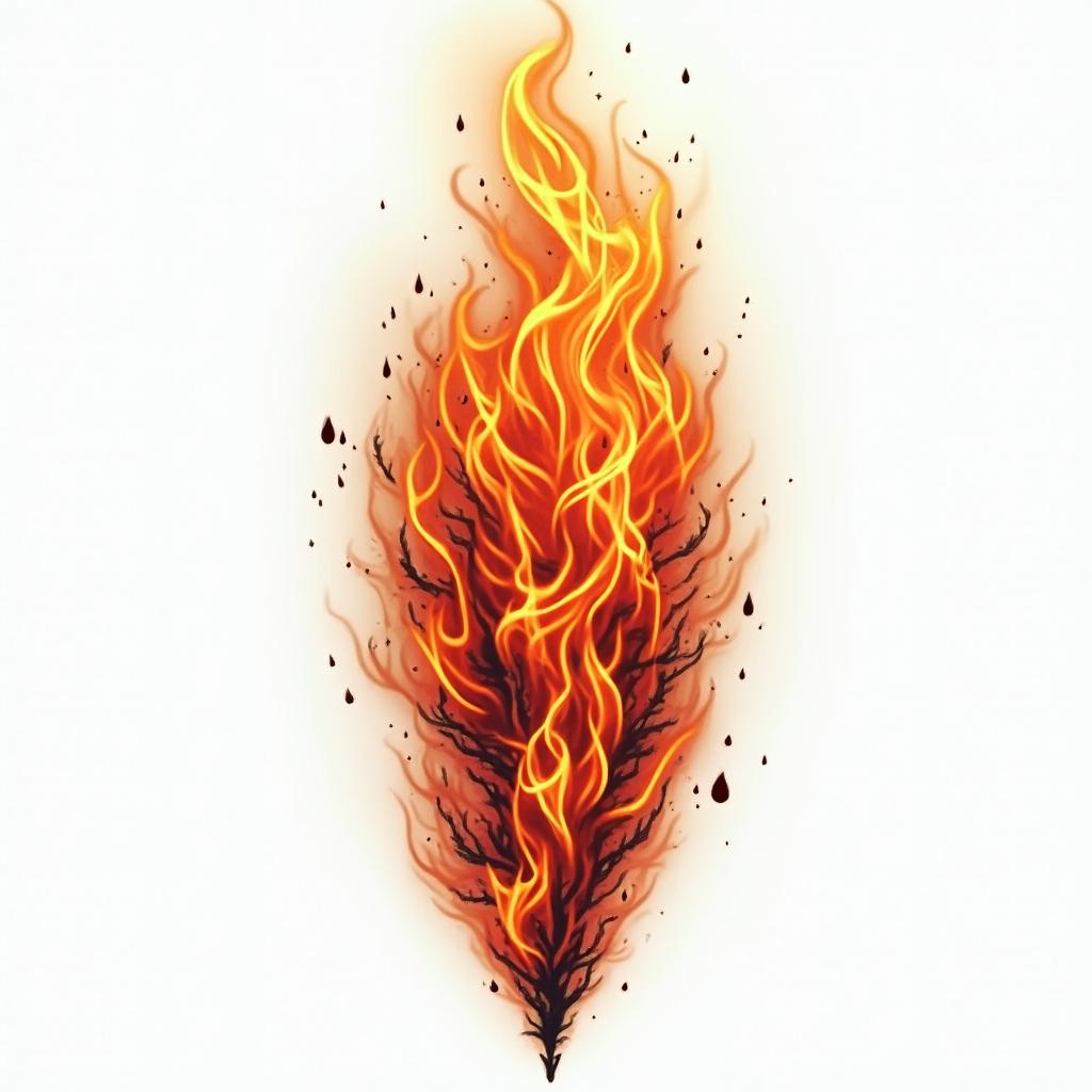Firein flame tattoo style showcasing fiery elements with dynamic flame patterns, glowing effect of flames, natural colors - Variation 3