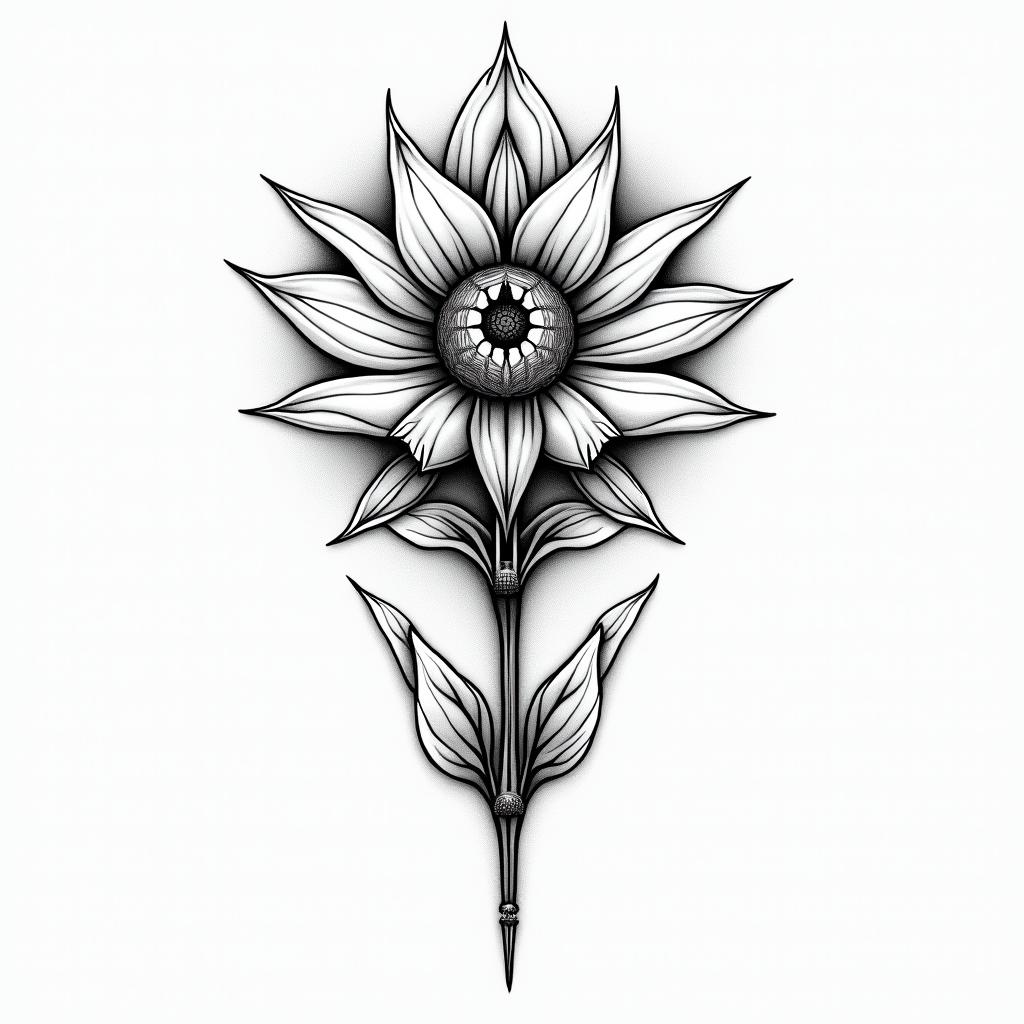 Shoulder flowerin spiritual symbols tattoo style, featuring an intricate design incorporating elements, Hamsa hand, third eye, minimalist composition - Variation 4