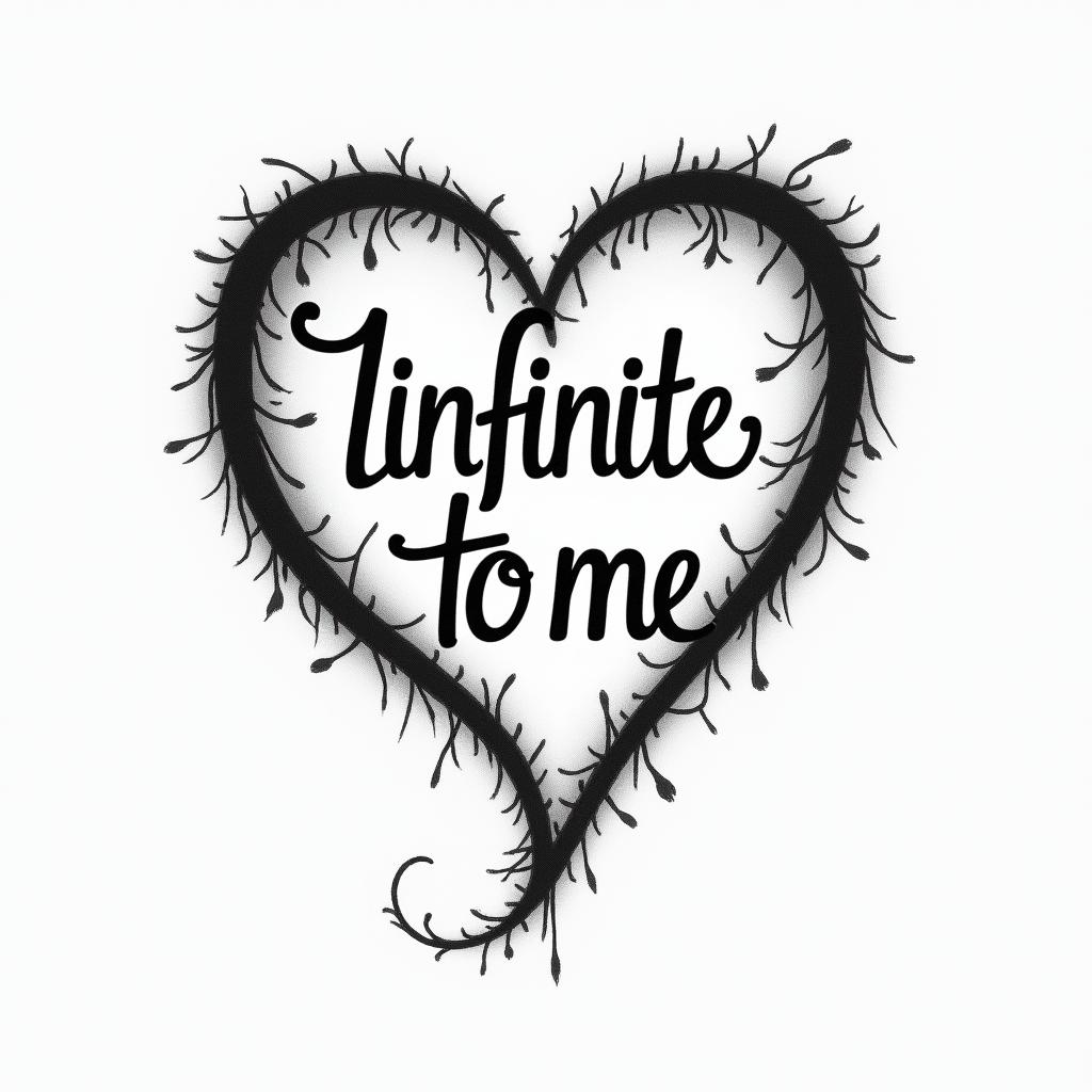 Infinite love to metext-based tattoo, japanese font ultra-realistic, perfectly placed, high-quality font design, photo-realistic shading, 8k, high quality, finely detailed typograph - Variation 2