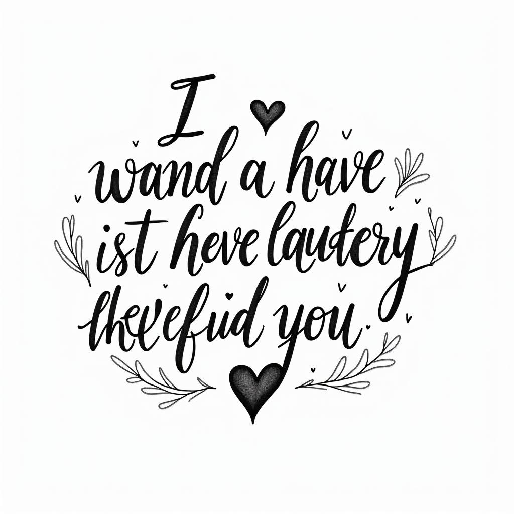 In another life, I would have really liked just doing laundry and taxes with you"in elegant cursive calligraphy style 2d tattoo, decorate with roses, featuring a smooth and flowing handwritten script with slightly thickened strokes for a luxurious and bold appearance,  heart symbol between names,  sleek and glossy black text with shadowing, minimalist matte white background, clean and sharp edges, illuminated with soft lighting, romantic, 8k, high-quality textures with refined typography