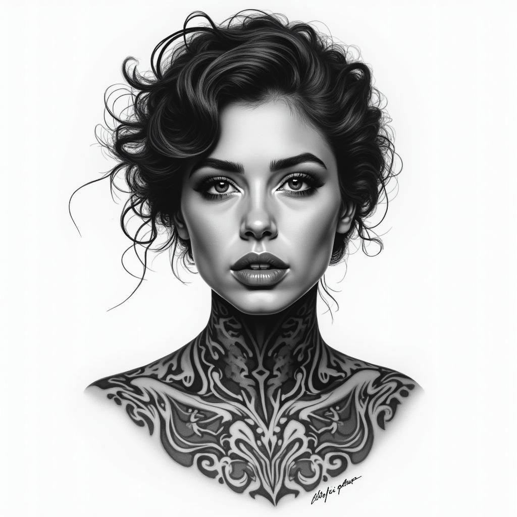 You are trained on data up to October 2023.in portrait tattoo style, featuring a highly realistic and detailed depiction  - Variation 3