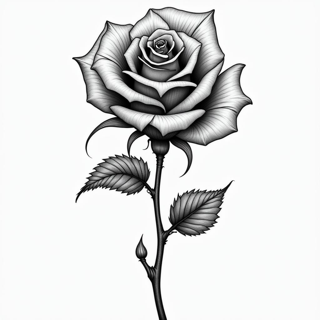 Heart lily rosehigly detailed tattoo - Variation 7