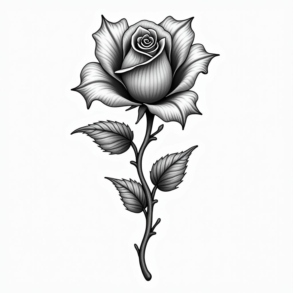 Heart lily rosehigly detailed tattoo - Variation 8