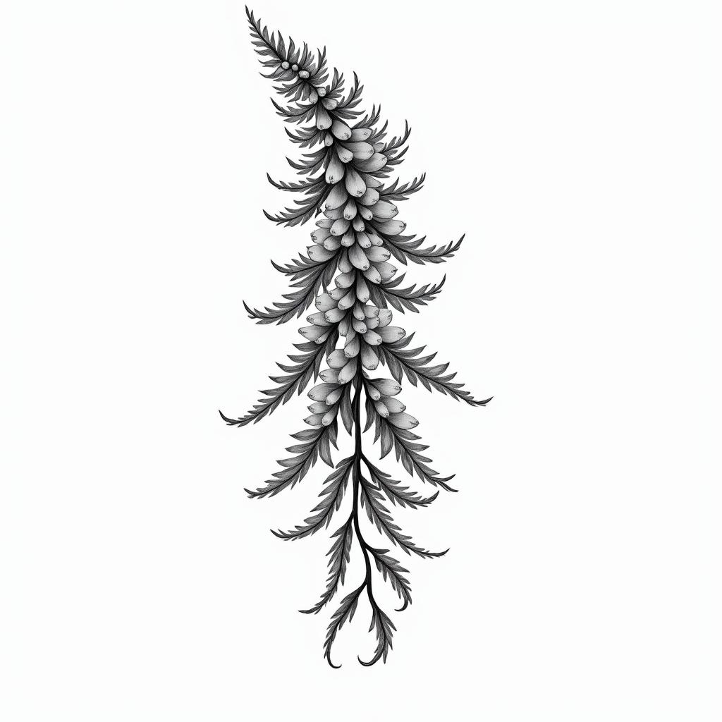 Wisteria plantin bohemian style tattoo, 8k - Variation 1