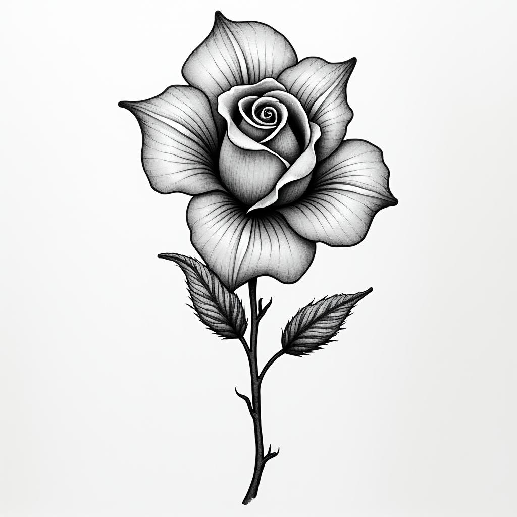 Heart lily rosehigly detailed tattoo - Variation 4
