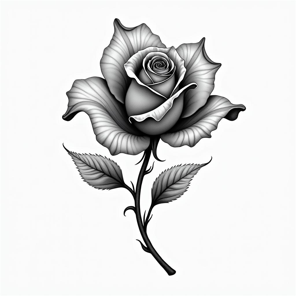 Heart lily rosehigly detailed tattoo - Variation 2