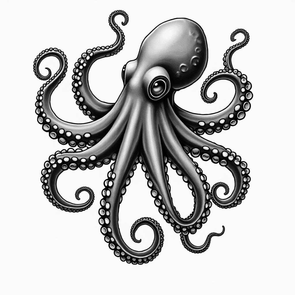 Octopusin bohemian style tattoo, 8k - Variation 4
