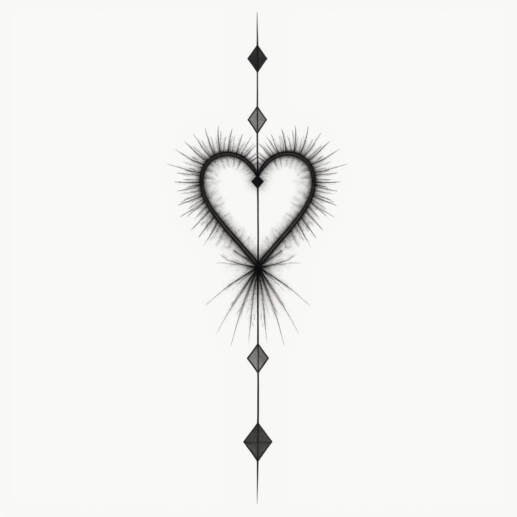 Opa role model with years 1943/1968 Sofia my heartin minimalist style tattoo, featuring simple shapes and fine lines, with minimal shading and details, tiny triangles, creating a sense of balance and harmony - Variation 2