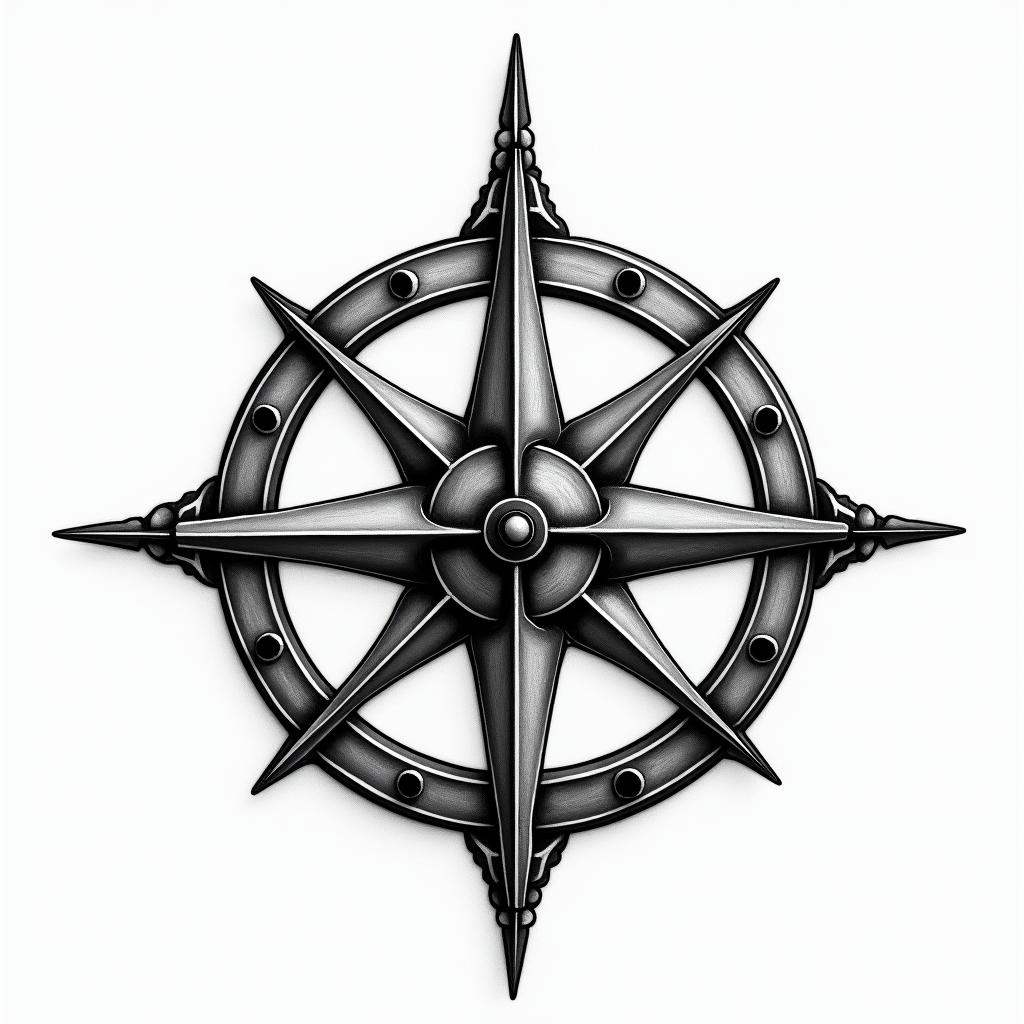 Compasshigly detailed tattoo - Variation 2