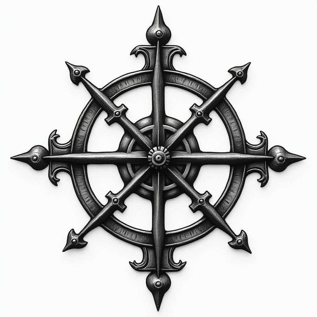 Compasshigly detailed tattoo - Variation 4