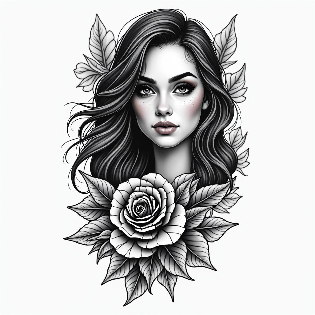 Leo mom from Texasin authentic tattoo style, incorporating traditional modifications, bold black outlines, solid color fills, featuring classic authentic elements