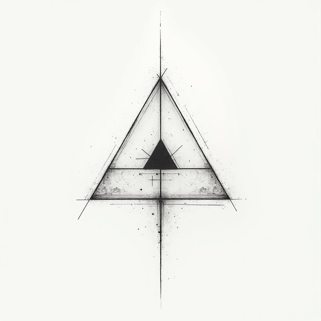 Arabisch Aires Berlinin minimalist style tattoo, featuring simple shapes and fine lines, with minimal shading and details, tiny triangles, creating a sense of balance and harmony - Variation 3