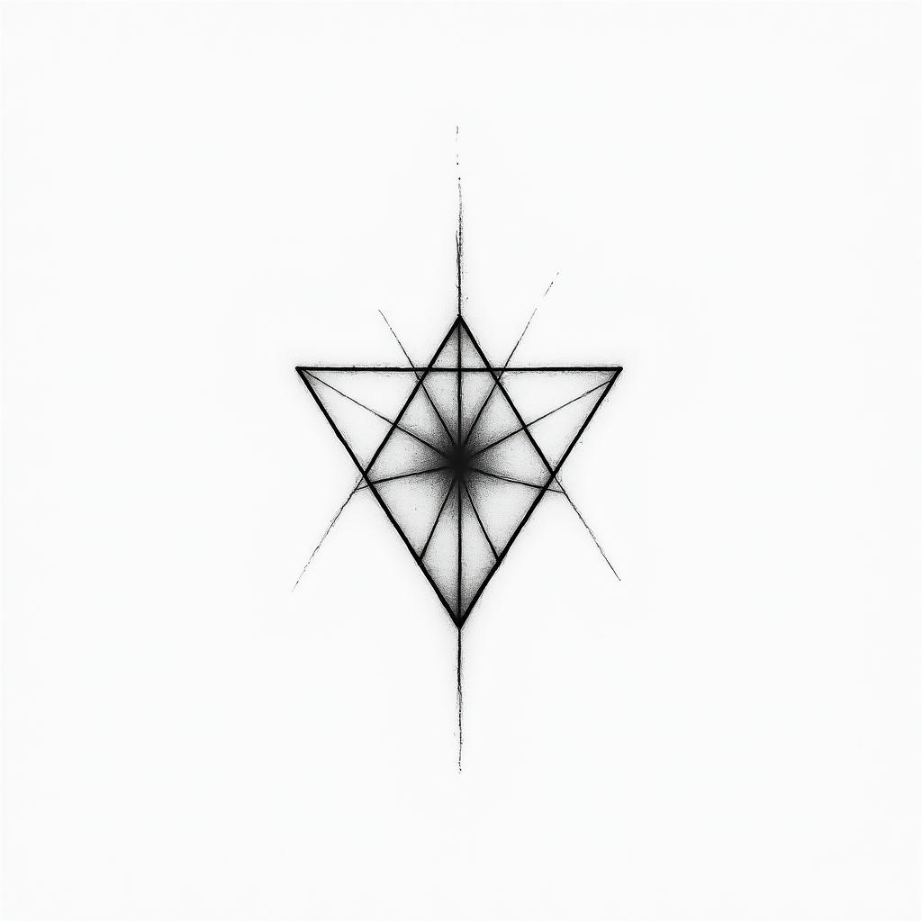 Arabisch Aires Berlinin minimalist style tattoo, featuring simple shapes and fine lines, with minimal shading and details, tiny triangles, creating a sense of balance and harmony