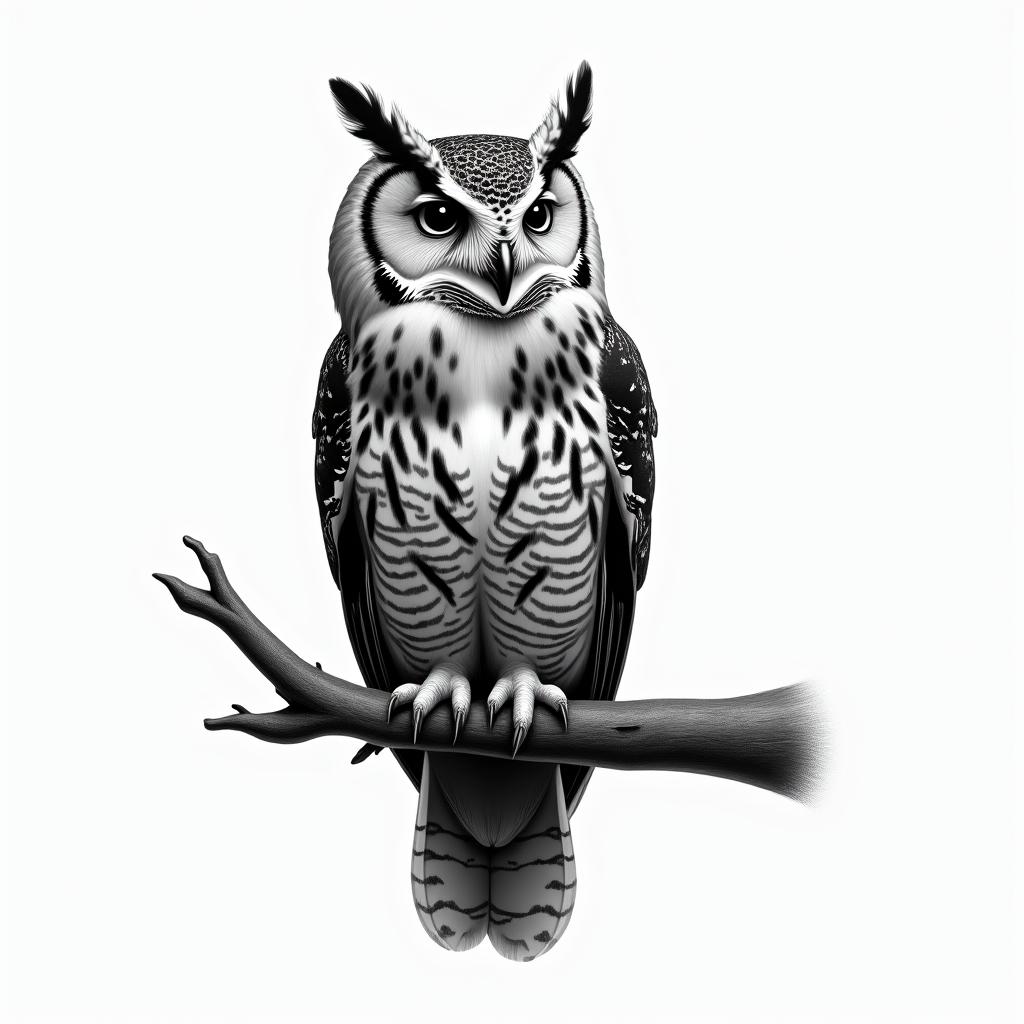 Barn owl on a  branchin realism tattoo style, featuring a highly detailed, lifelike, capturing every detail, photorealistic, ultra realistic, intricate shading, smooth and sharp,   - Variation 4