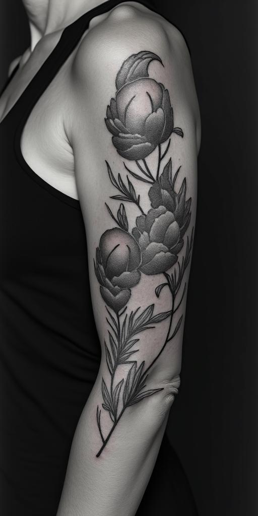 symbolic for a mother of 3, courage, family womanhigly detailed tattoo - Variation 4