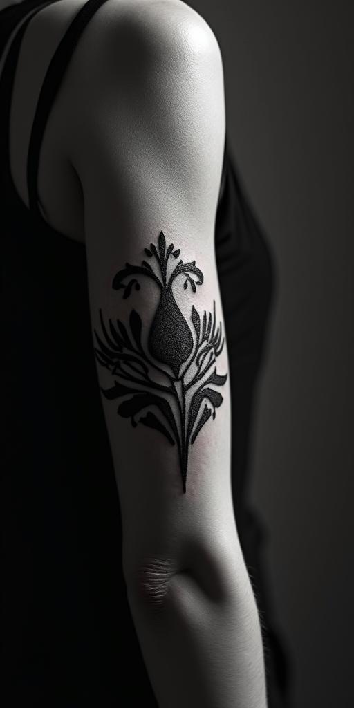 symbolic for a mother of 3, courage, family womanhigly detailed tattoo