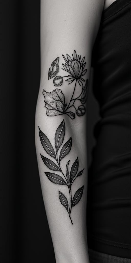 symbolic for a mother of 3, courage, family womanhigly detailed tattoo - Variation 2