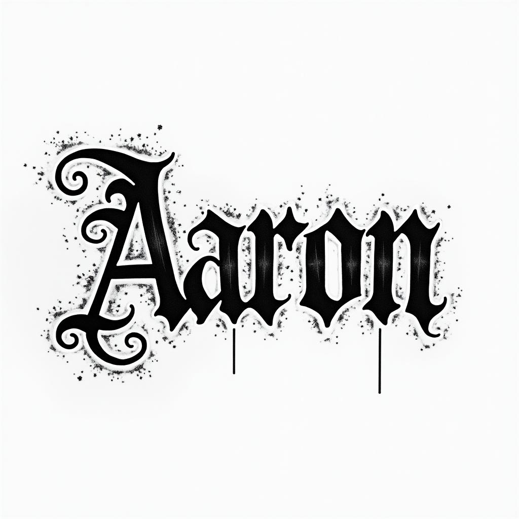 Aarontext-based tattoo, gothic font ultra-realistic, perfectly placed, high-quality font design, photo-realistic shading, 8k, high quality, finely detailed typography - Variation 4