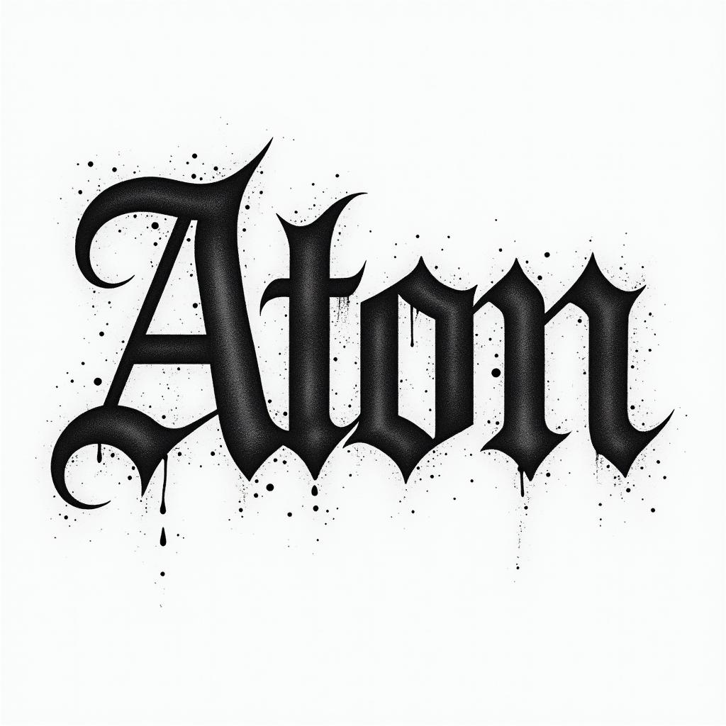 Aarontext-based tattoo, gothic font ultra-realistic, perfectly placed, high-quality font design, photo-realistic shading, 8k, high quality, finely detailed typography - Variation 3