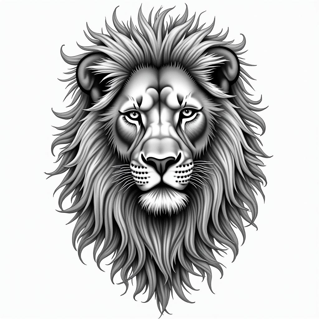A powerful and loving tattoo design featuring a majestic lion representing strength and protection, surrounded by the names Jaylen, Londyn, and Sydney intricately woven into the design. The lion should embody the traits of a Leo, reflecting warmth and kindness. Include elements that symbolize a mother's bond and love, capturing both the essence of motherhood and the memory of a father, perhaps with subtle floral accents to enhance the connection to family.higly detailed tattoo - Variation 7