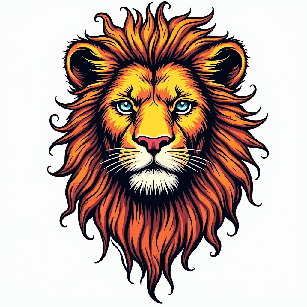 Leo sign, solo levelingin pop art style tattoo, featuring bold and vibrant colors, exaggerated outlines, iconic imagery, inspired by comic books and speech bubbles, comic book characters, retro pop culture - Variation 2