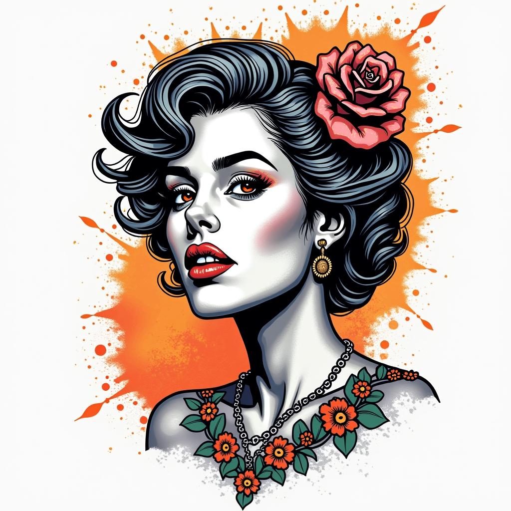 Greecein pop art style tattoo, featuring bold and vibrant colors, exaggerated outlines, iconic imagery, inspired by comic books and speech bubbles, comic book characters, retro pop culture - Variation 8