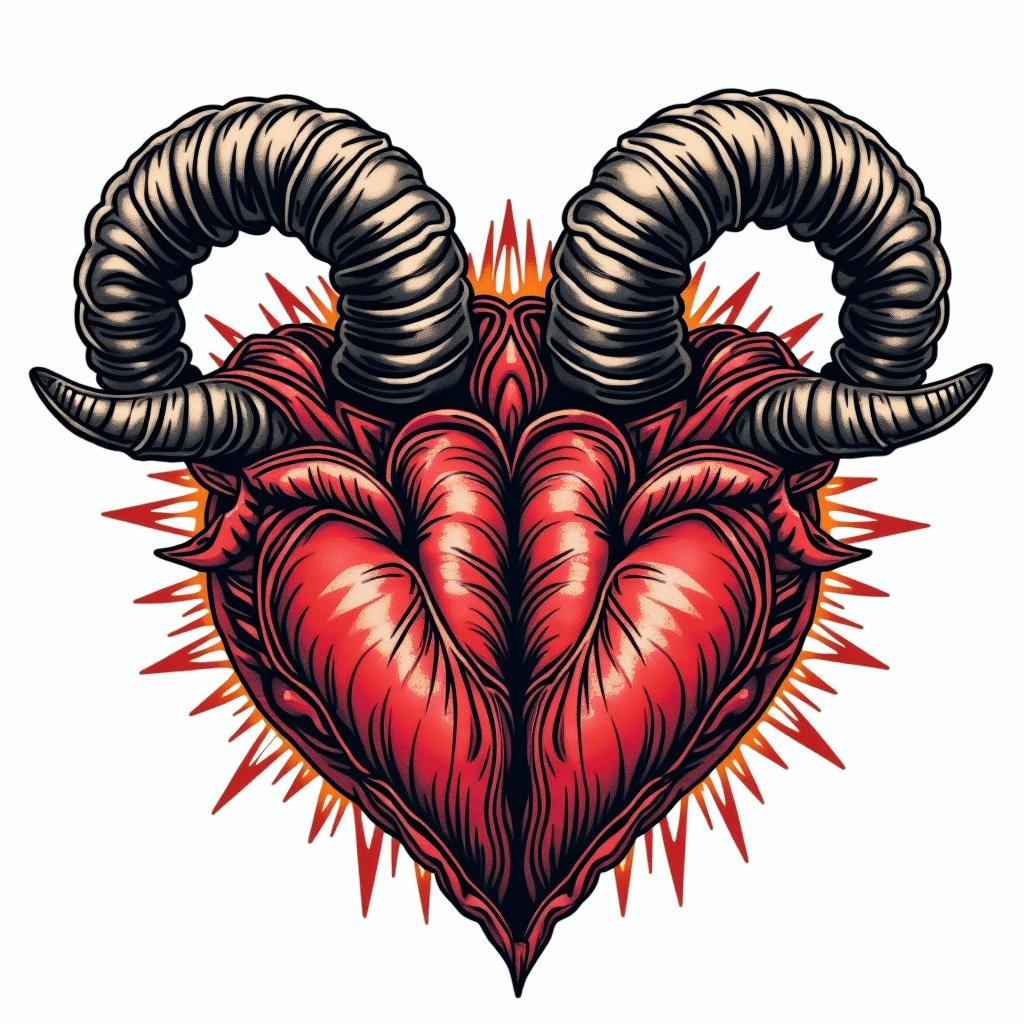 Heartbeats, Taurus signin pop art style tattoo, featuring bold and vibrant colors, exaggerated outlines, iconic imagery, inspired by comic books and speech bubbles, comic book characters, retro pop culture - Variation 1
