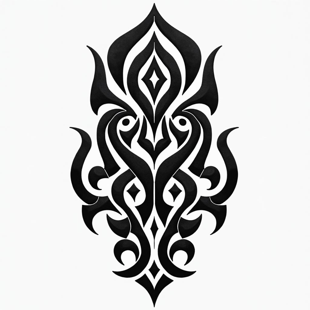 Henrique, 26, Pisces, São Pauloin tribal tattoo style, featuring bold and black geometric shapes, curved lines, intertwine and flow seamlessly, creating a powerful and symbolic design, polynesian and maori styles