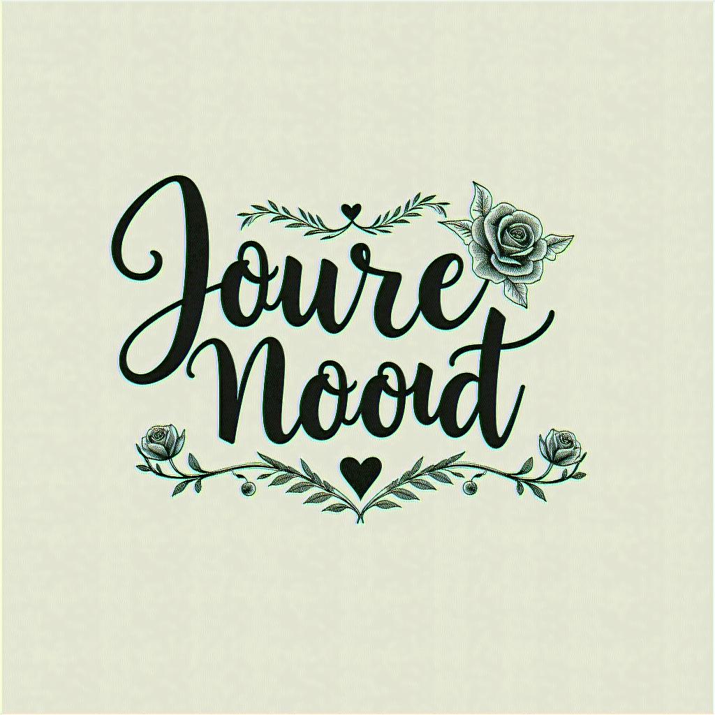 You are trained on data up to October 2023.in elegant cursive calligraphy style 2d tattoo, decorate with roses, featuring a smooth and flowing handwritten script with slightly thickened strokes for a luxurious and bold appearance,  heart symbol between names,  sleek and glossy black text with shadowing, minimalist matte white background, clean and sharp edges, illuminated with soft lighting, romantic, 8k, high-quality textures with refined typography - Variation 4