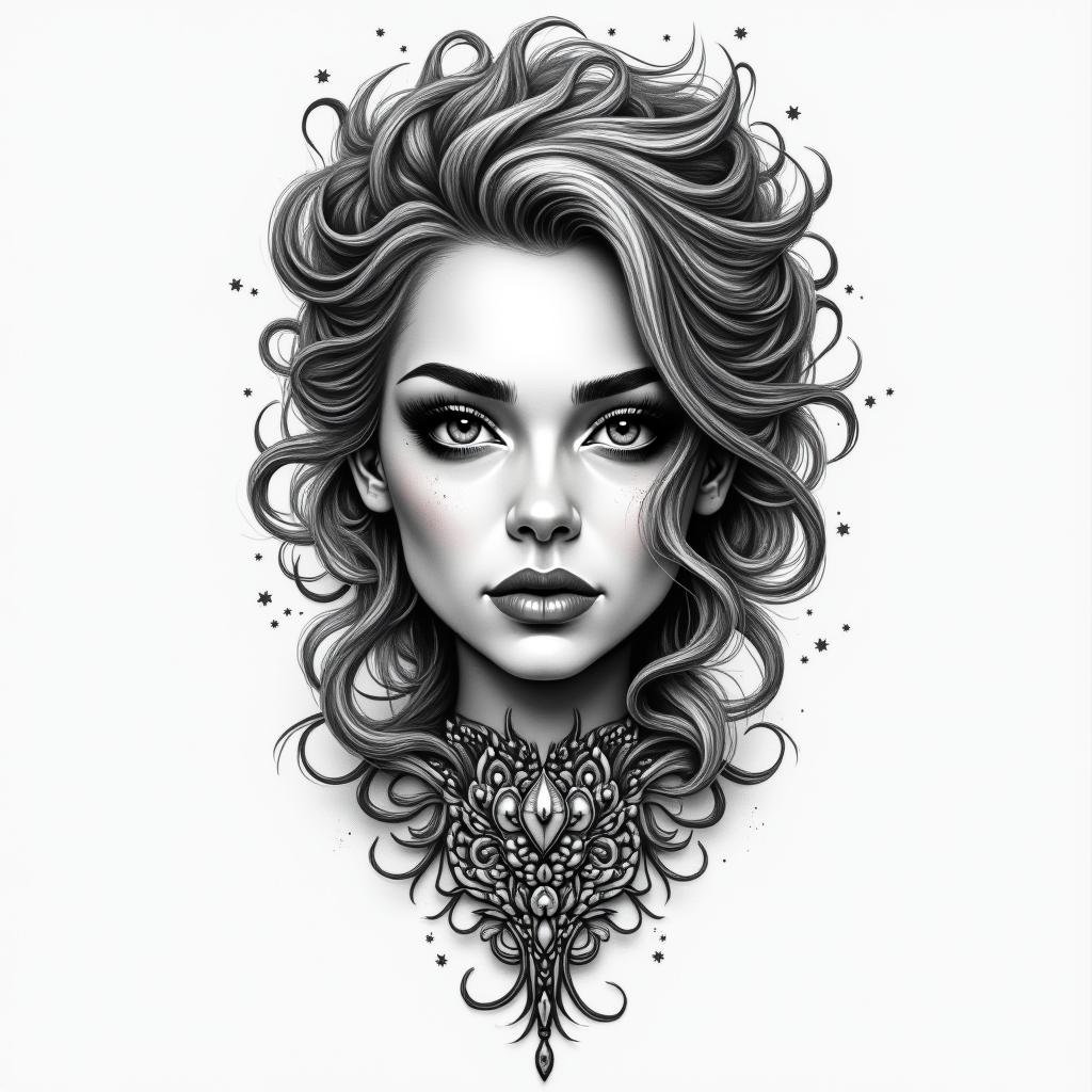 Mary ann, aquarious,tribal tattoohigly detailed tattoo