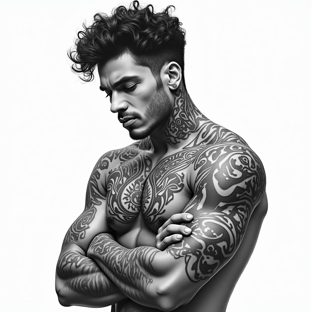 Ariano, a person with a strong personality.higly detailed tattoo
