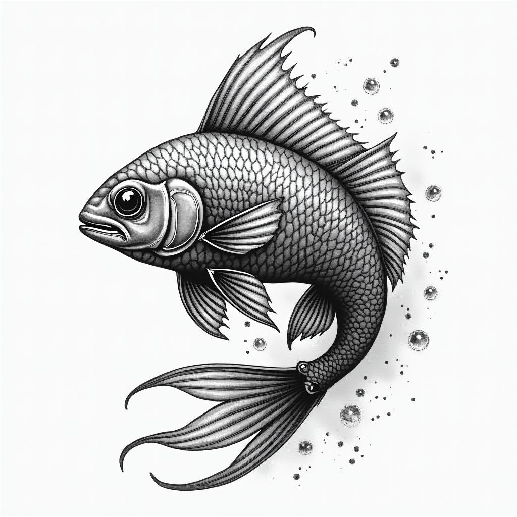 Aquarium Paraguayhigly detailed tattoo - Variation 1