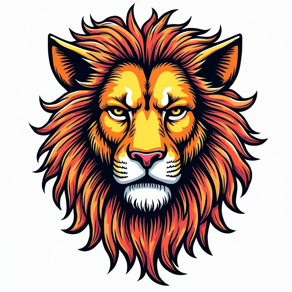 Leo sign, year 1998in pop art style tattoo, featuring bold and vibrant colors, exaggerated outlines, iconic imagery, inspired by comic books and speech bubbles, comic book characters, retro pop culture - Variation 4