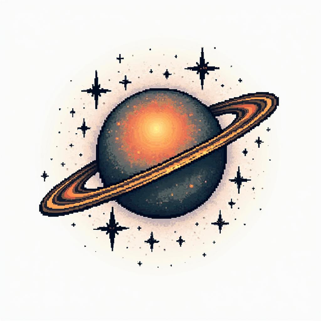 Generate a 20-centimeter colorful tattoo on astronomy for the rib area to cover another tattoo.in 8-bit tattoo style, minimalistic pixel style tattoo, pixel art with simplified shapes and retro gaming visuals, inspired by 8-bit pixel based detailing
