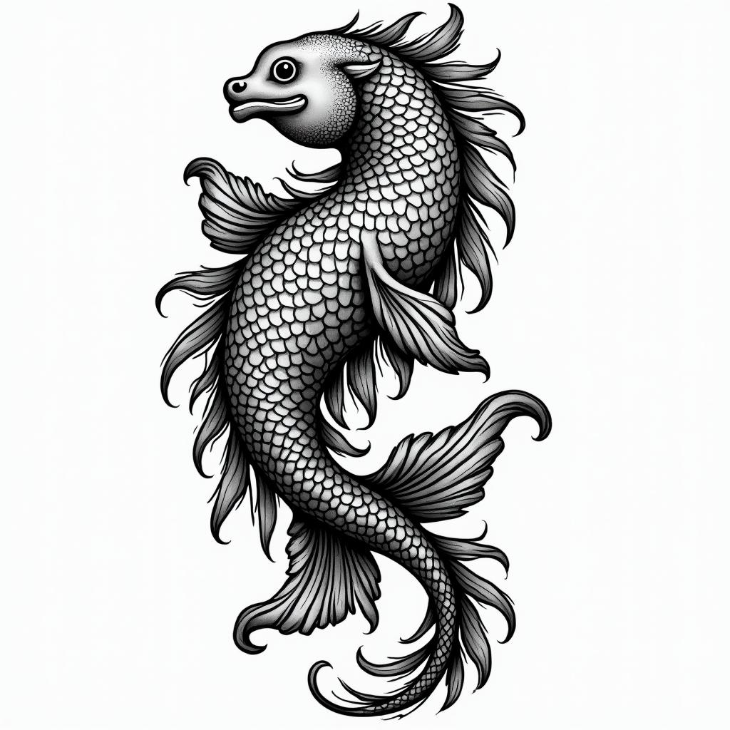 Samuele, Italian-English, Pisces, who lives in Tuscany.in authentic tattoo style, incorporating traditional modifications, bold black outlines, solid color fills, featuring classic authentic elements - Variation 1