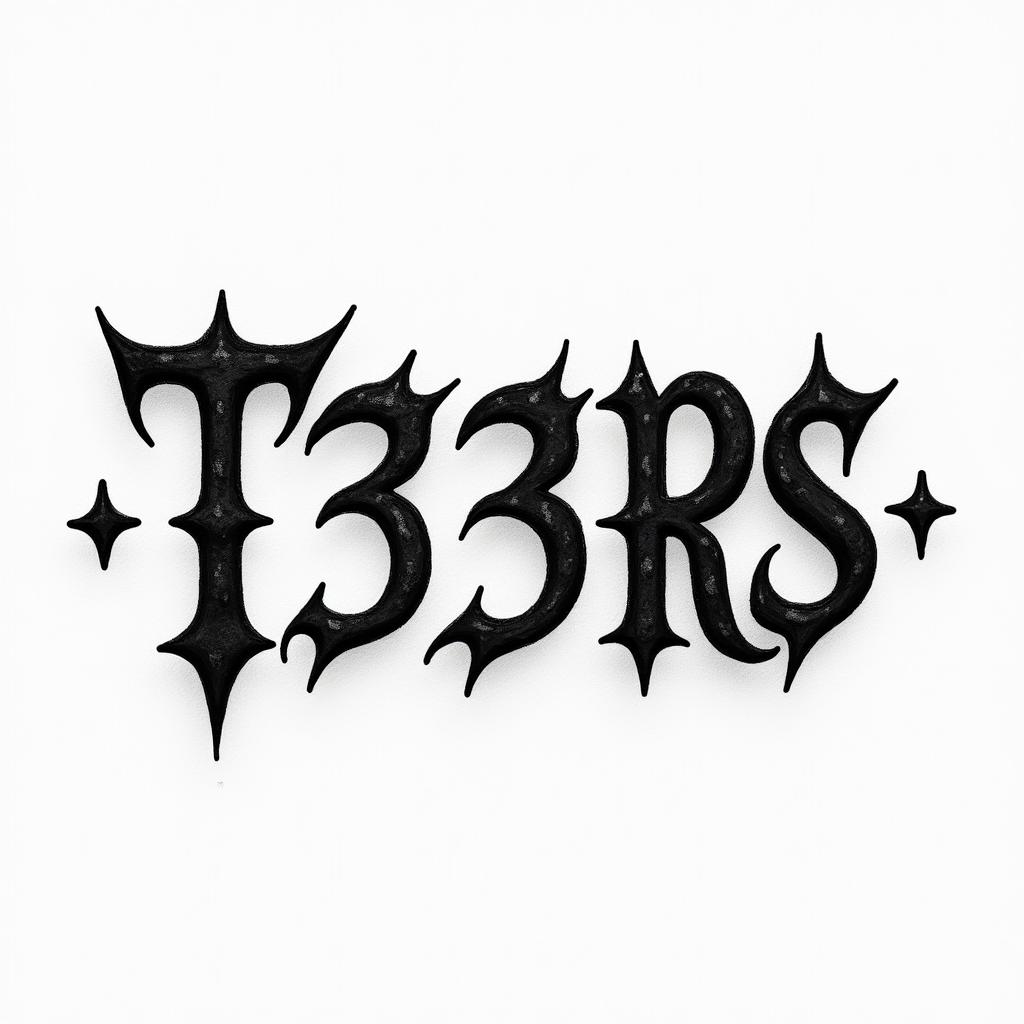 $T33L3R$text-based tattoo, gothic font ultra-realistic, perfectly placed, high-quality font design, photo-realistic shading, 8k, high quality, finely detailed typography - Variation 2