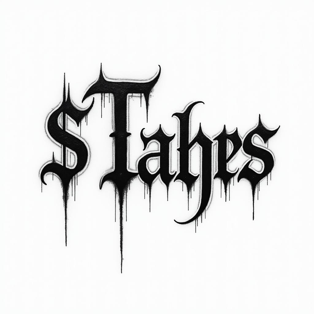 $T33L3R$text-based tattoo, gothic font ultra-realistic, perfectly placed, high-quality font design, photo-realistic shading, 8k, high quality, finely detailed typography - Variation 3