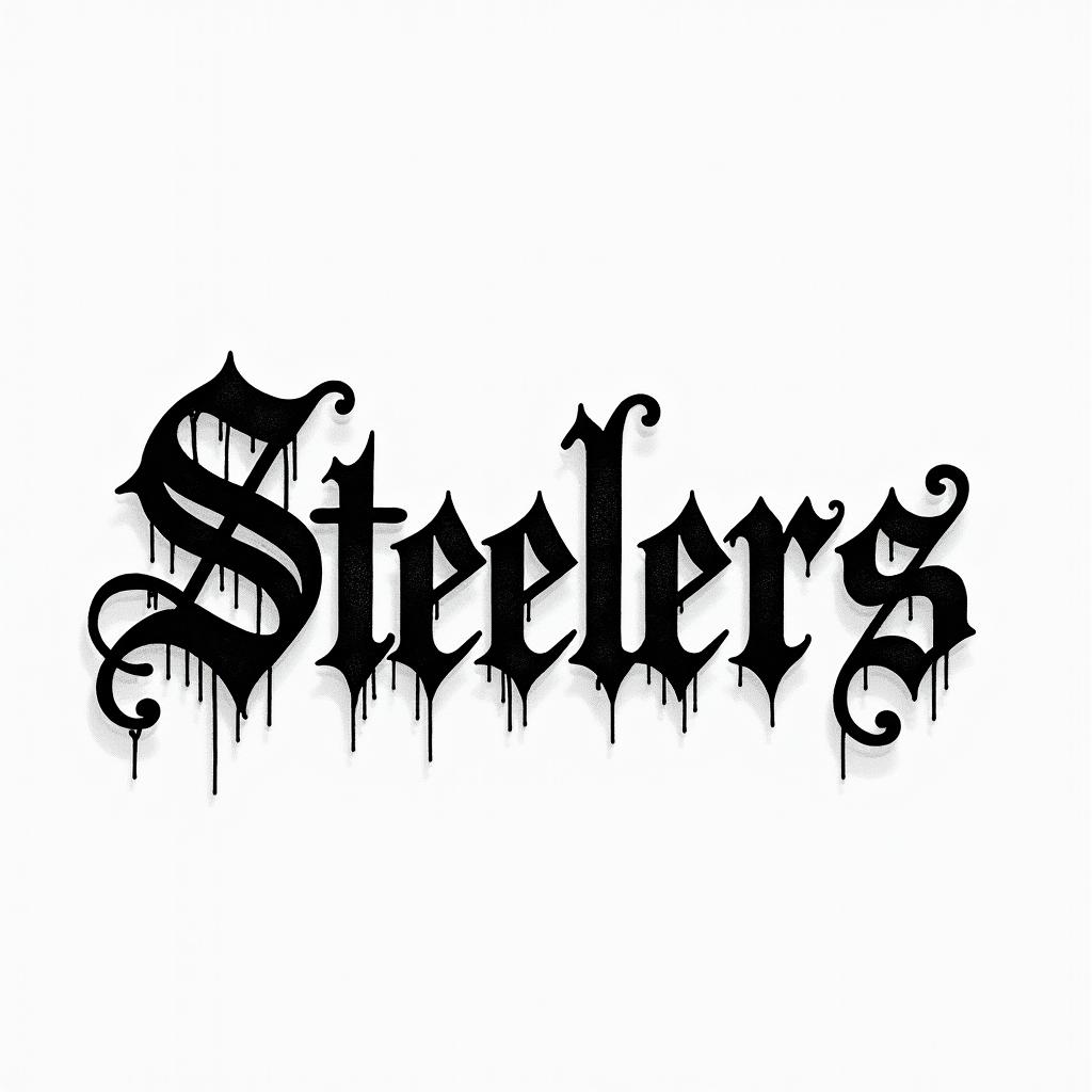 STEELERStext-based tattoo, gothic font ultra-realistic, perfectly placed, high-quality font design, photo-realistic shading, 8k, high quality, finely detailed typography - Variation 1